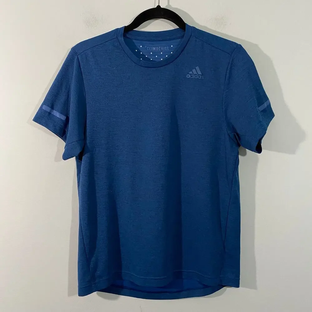 Adidas Men's Blue Freelift Climachill Short Sleeve Performance Tee